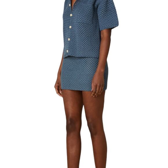 Savannah Morrow The Label Rico Crochet Button Up Sweater in Guava Size M/L NWT - Picture 7 of 8